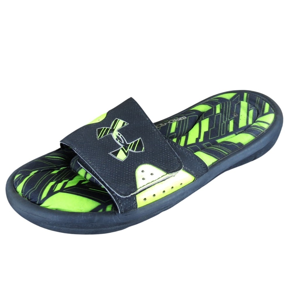 Under Armour Slide‎  Boys Y 5 Medium Sandal Green Synthetic Hook & Loop